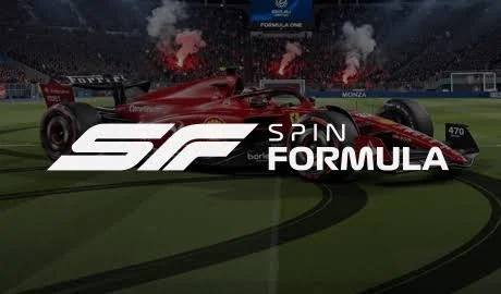 spinformula logo op een rode raceauto voor storten en uitbetalen